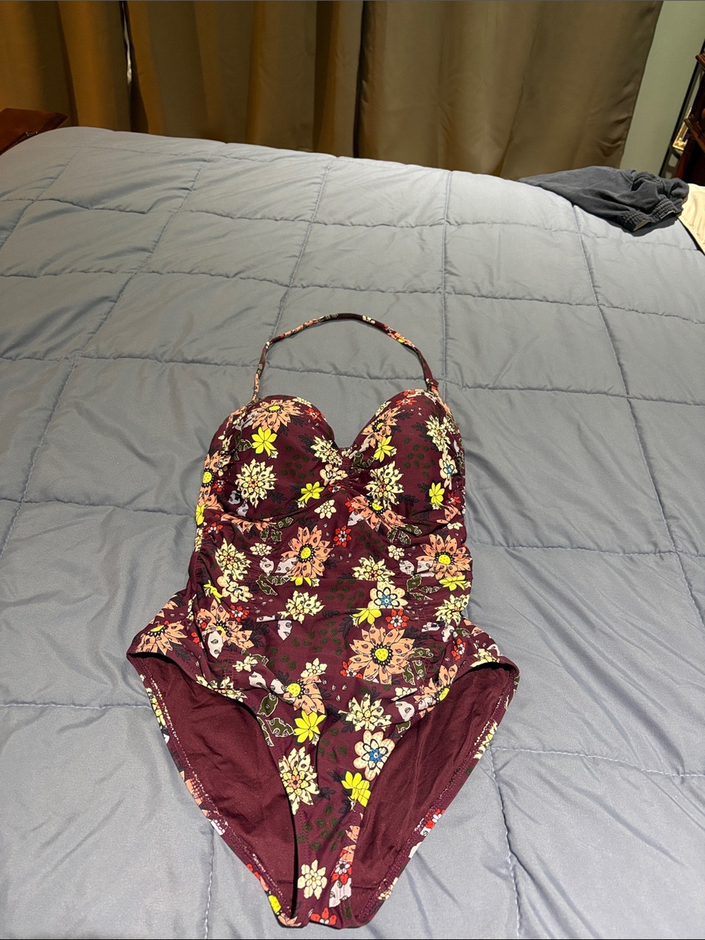 Anne Cole Floral One-Piece Swimsuit - Burgundy